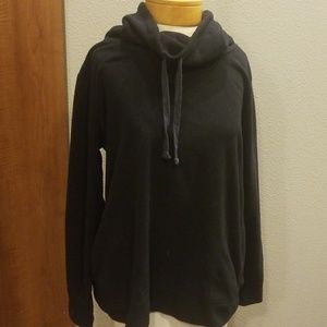 Comfy Black Hoodie with Turtleneck Cowl